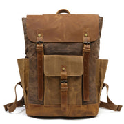 Oil Wax Canvas Cow Leather Backpacks Unisex