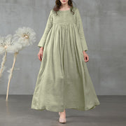 Olive Green Maxi suknelė Madinga suknelė moterims su raukiniais