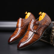 Classic Crocodile Pattern Business Men Flat Party Shoes