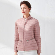 Modne ružičaste jakne s tankim strukom bez težine parka