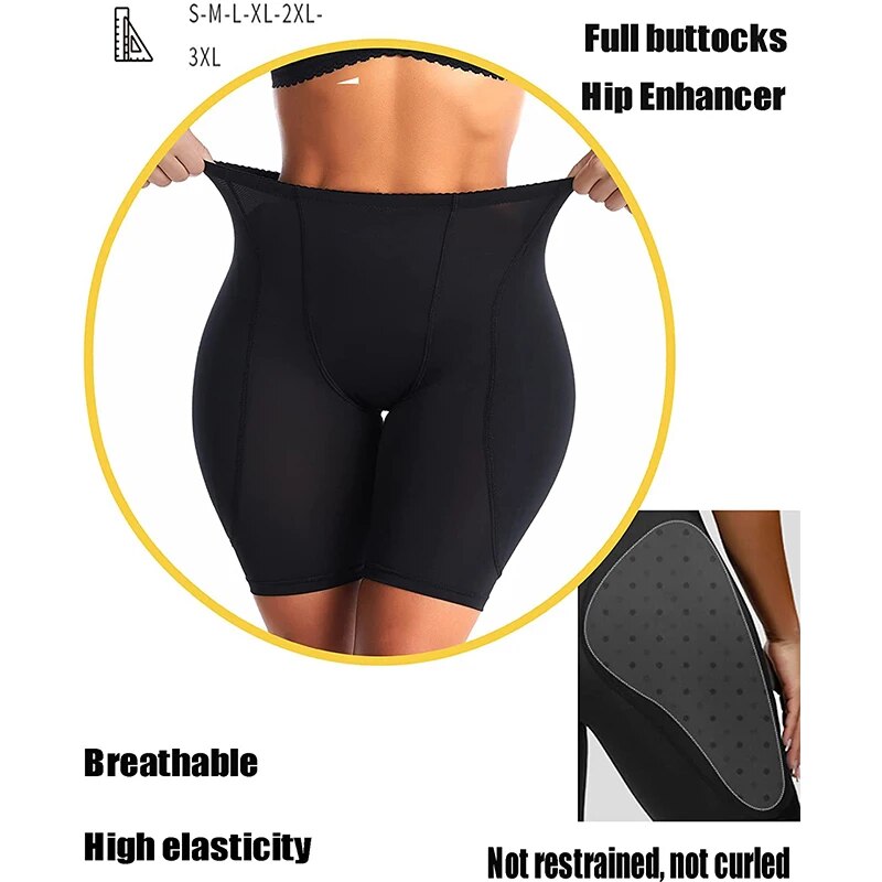 Push Up 100% Silicone Butt Pads Buttocks Enhancer Body Shaper Tummy Control  Panty Set (M, Black) at  Women's Clothing store