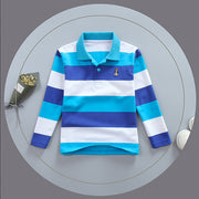 Long Sleeve Polo Shirts Boys Kids Stripes Clothes