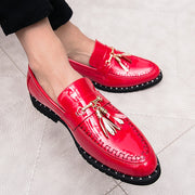 Red Tassel Moccasin Leather Casual Men Shoes