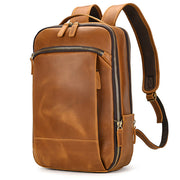 Retro Men Crazy Horse Leather Double Layer Backpack