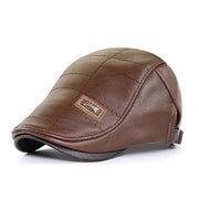 Retro PU Leather Beret Hats Autumn Winter Leather Beret
