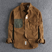 Retro Trend Youth Thin Coat Washed Grain Woven Cotton Shirt