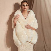 საქორწილო შალები ქალთა შეფუთვა Faux Fur Party Cloak შეფუთვა