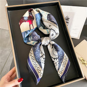 Silk Square Scarf for Women Luxury Hair Hand Wrist Foulard Shawl Wraps