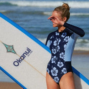 Costum de baie cu mânecă lungă pentru surfing cu imprimeu pentru femei