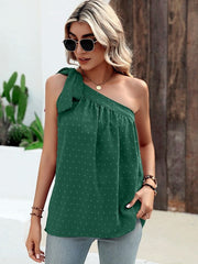 Summer One Shoulder Tops Women Clothes Chiffon Tank Top