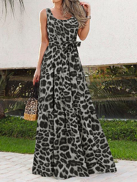black and grey leopard dress Katherine Black and silver leopard print maxi dress Large