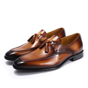 Tassel Loafers Vintage Genuine Leather Men Dress Shoes