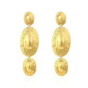 Vintage Long Oval Gold Color Drop Earrings