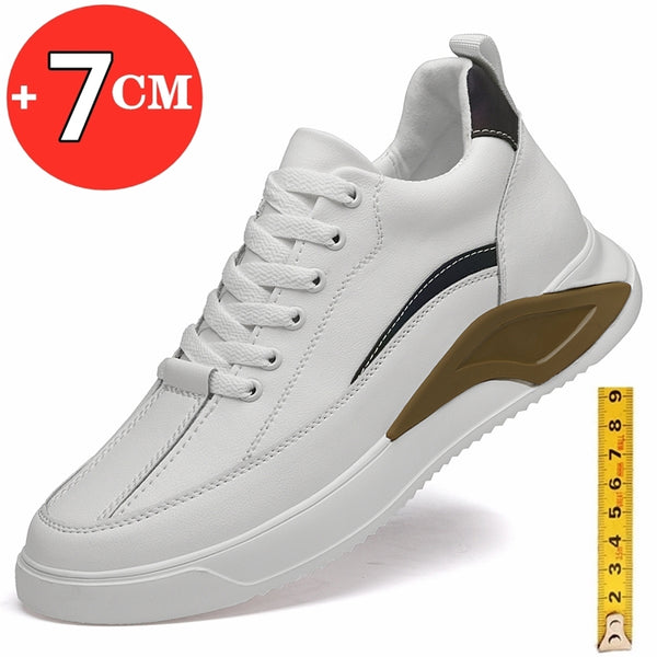 Sapatos brancos lazer palmilha de aumento de altura 7 cm tênis esportivo
