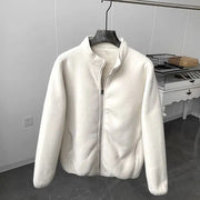 Winter Fleece Jacket Solid Color Sherpa Casual Coat