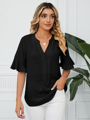 Women Blouses And Tops Fashion V Neck Black Blouse