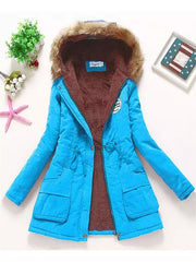 Coat Women Fur Hooded Cotton Jackets
