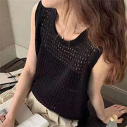 Women Loose Knitted Vest Blouse ofu