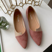 Zapatos planos de mule de cor de empalme de mulleres punta puntiaguda