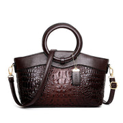 Women Tote Retro Coffee Shoulder Bag Crocodile Leather Handbag