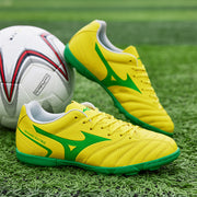 Yellow Lace-up Leather Soccer Shoes