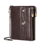 Zipper Male Small Clutch Leather Holder RFID Wallets